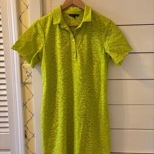 Banana Republic Chartreuse Lace Dress Medium